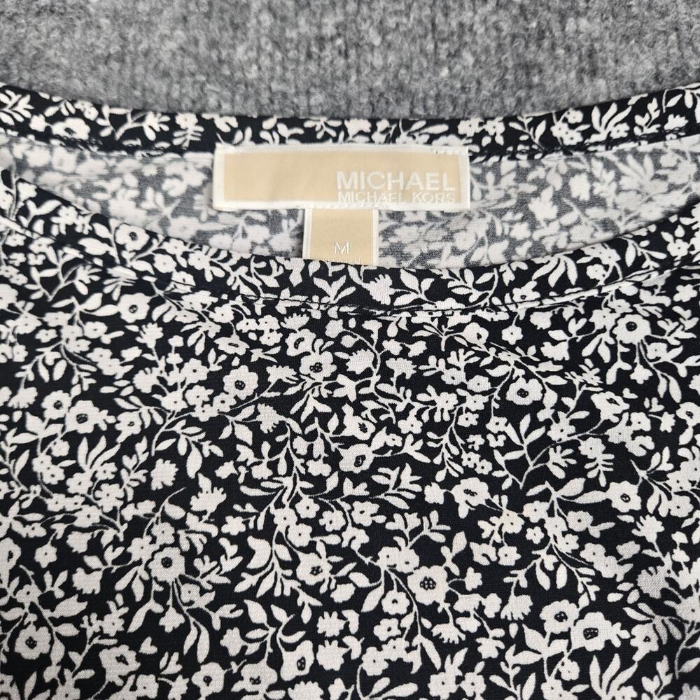 Michael Kors Black White Floral T-Shirt Dress Size Medium #126